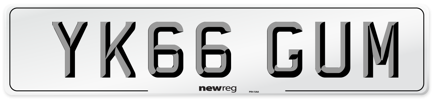 YK66 GUM Number Plate from New Reg